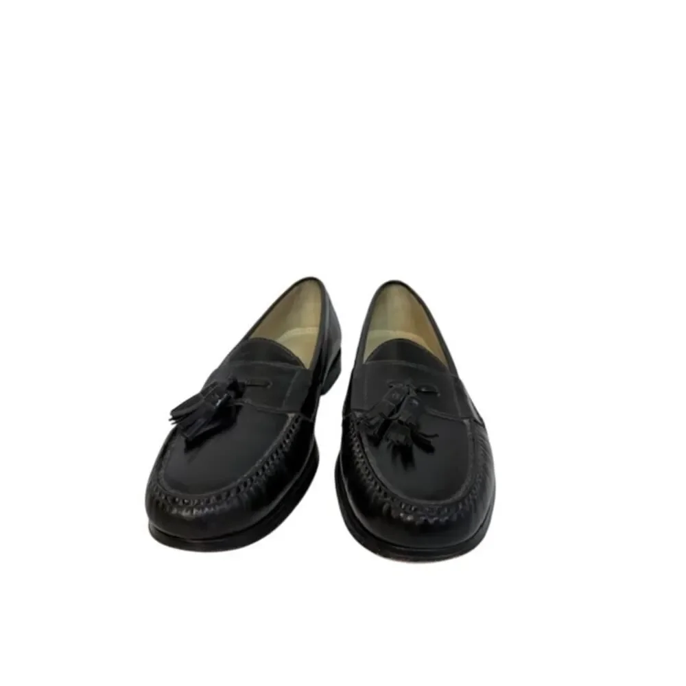 Cole Haan City Loafers Black Leather Pinch Round Toe Tassel Shoes Size 10.5 B